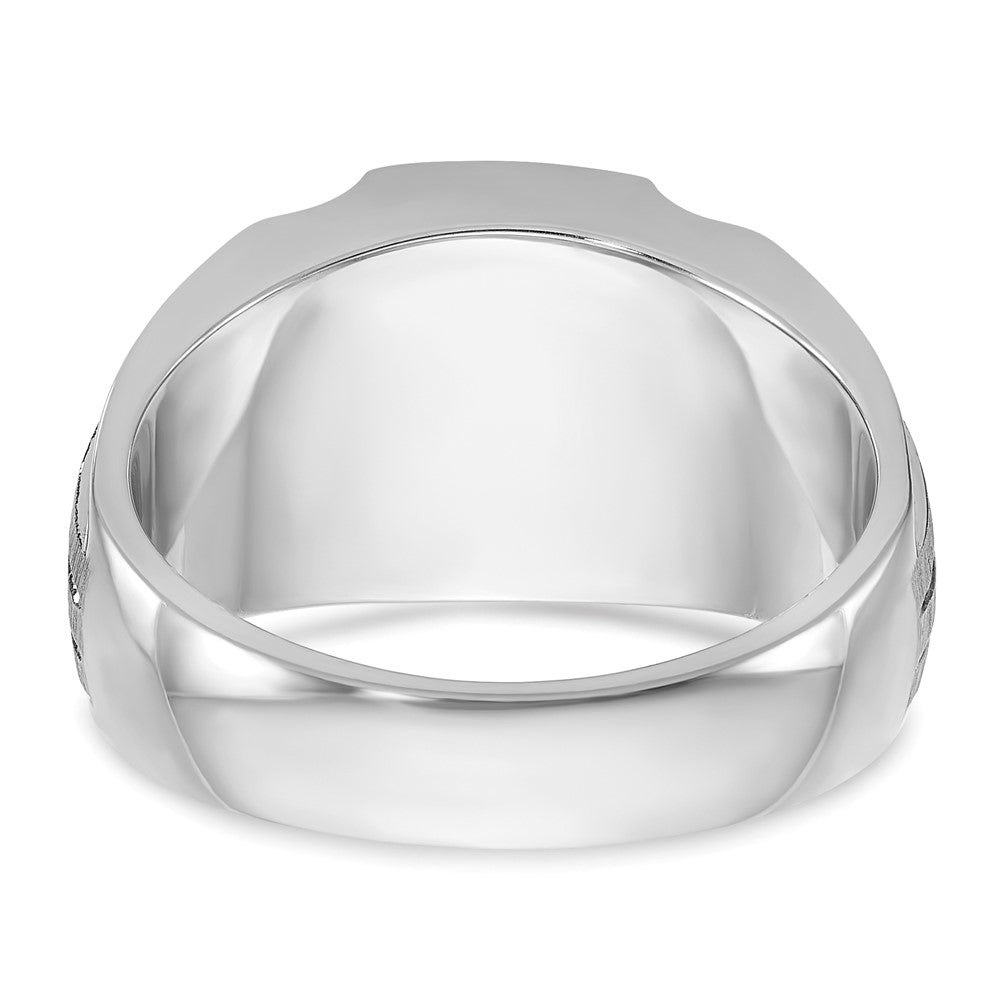 14k White Gold IBGoodman Men's Satin Gemstone and Diamond Ring Mounting