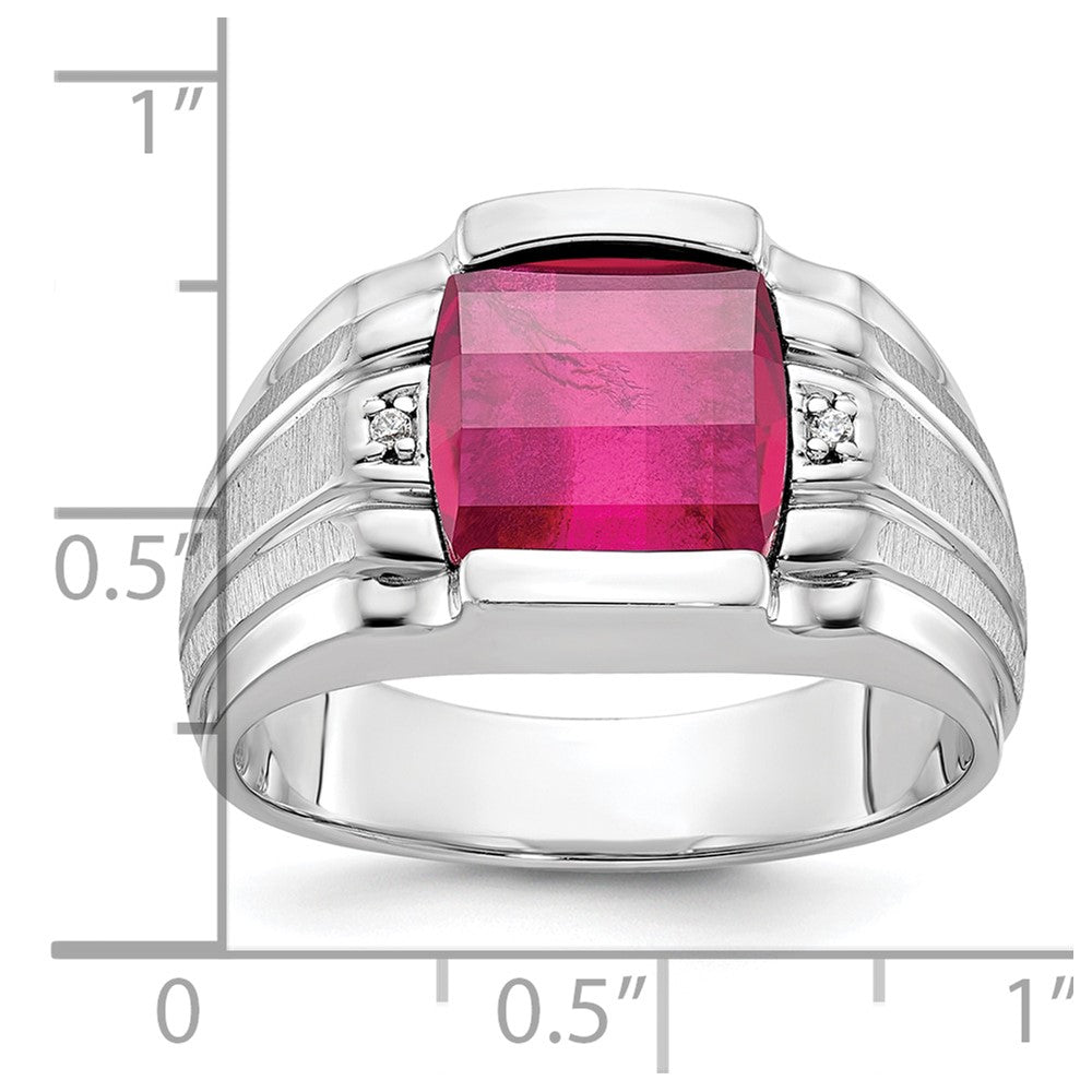 14k White Gold IBGoodman Men's Satin Gemstone and Diamond Ring Mounting
