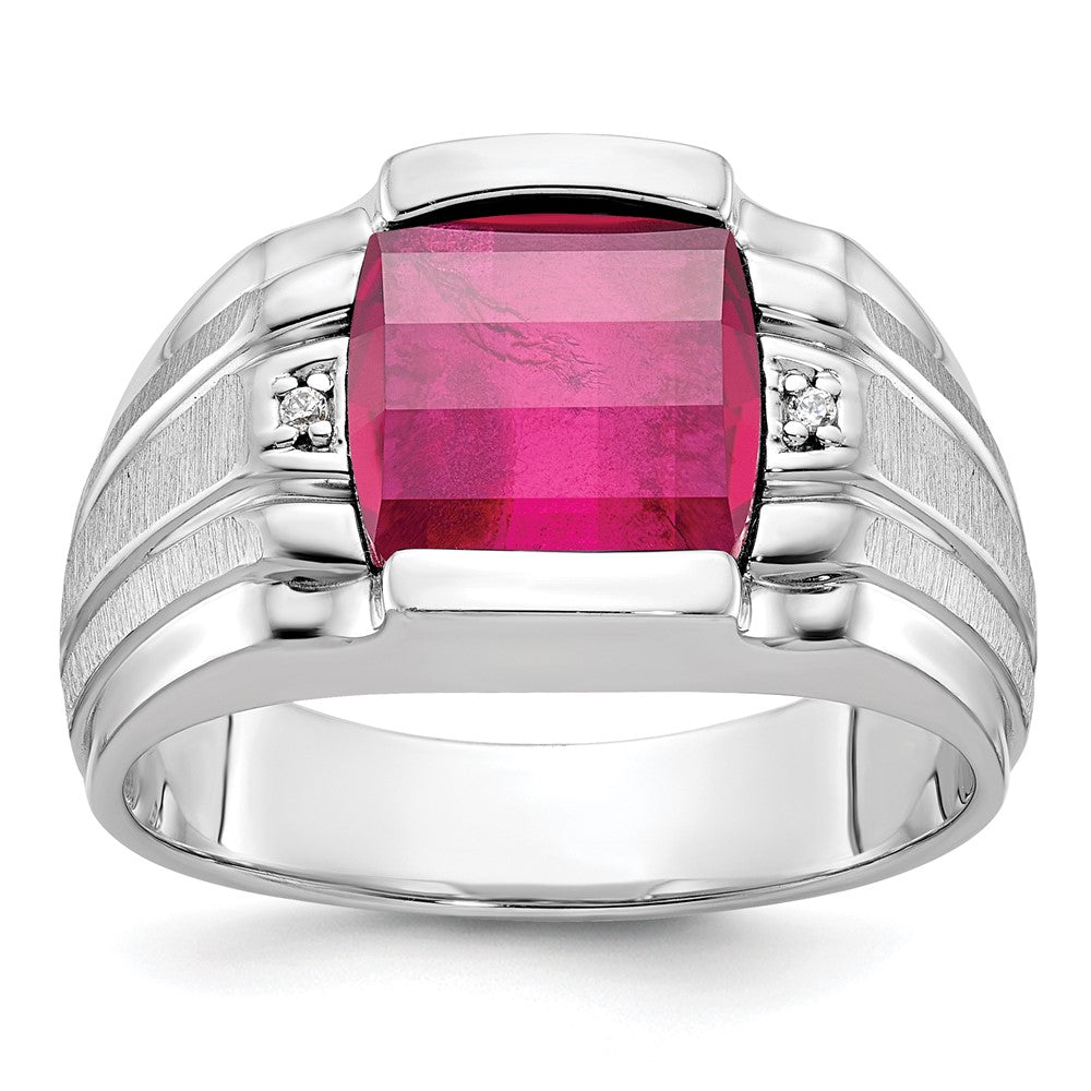 14k White Gold IBGoodman Men's Satin Gemstone and Diamond Ring Mounting