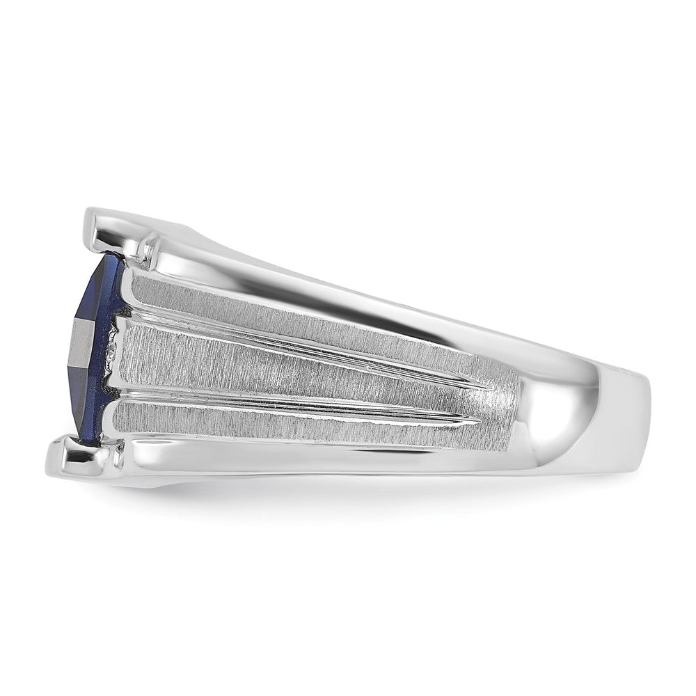 14k White Gold IBGoodman Satin Cr. Sapphire/Diamond Complete Ring