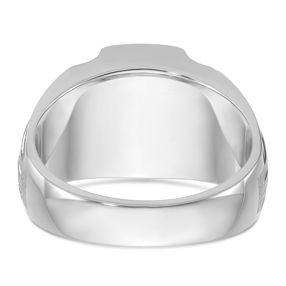 14k White Gold IBGoodman Satin Cr. Sapphire/Diamond Complete Ring