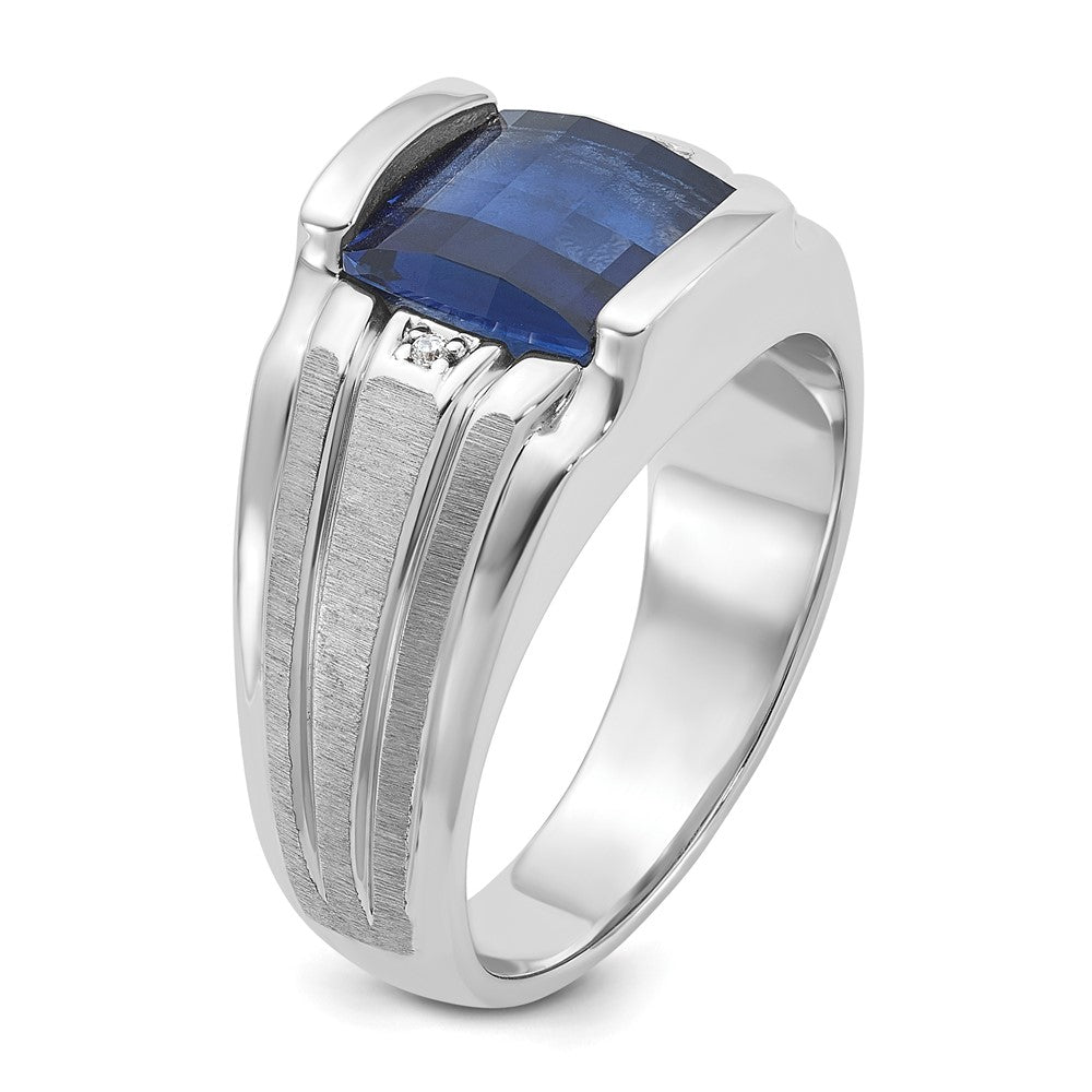 14k White Gold IBGoodman Satin Cr. Sapphire/Diamond Complete Ring