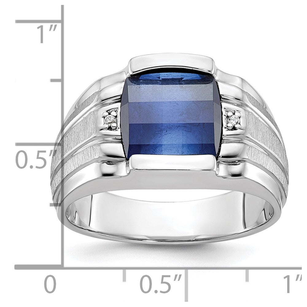 14k White Gold IBGoodman Satin Cr. Sapphire/Diamond Complete Ring