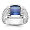 14k White Gold IBGoodman Satin Cr. Sapphire/Diamond Complete Ring