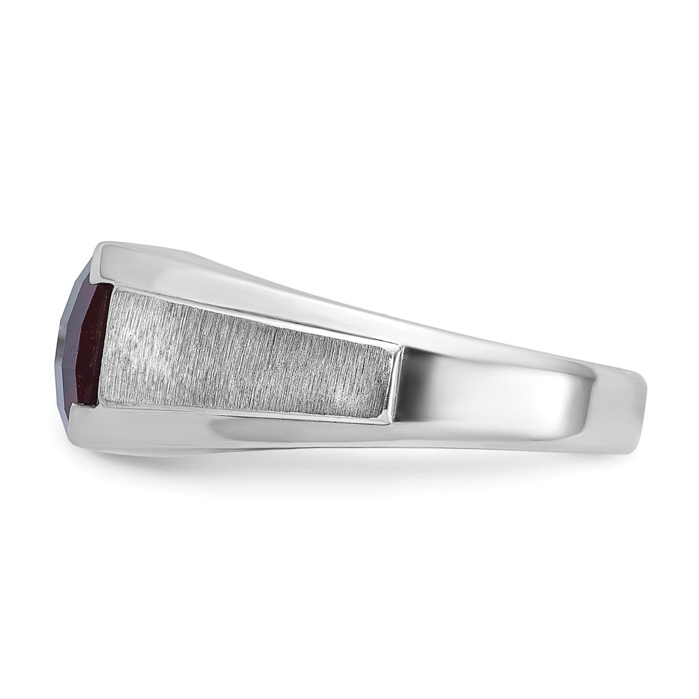 14k White Gold IBGoodman Men's Created Garnet and Diamond Complete Ring