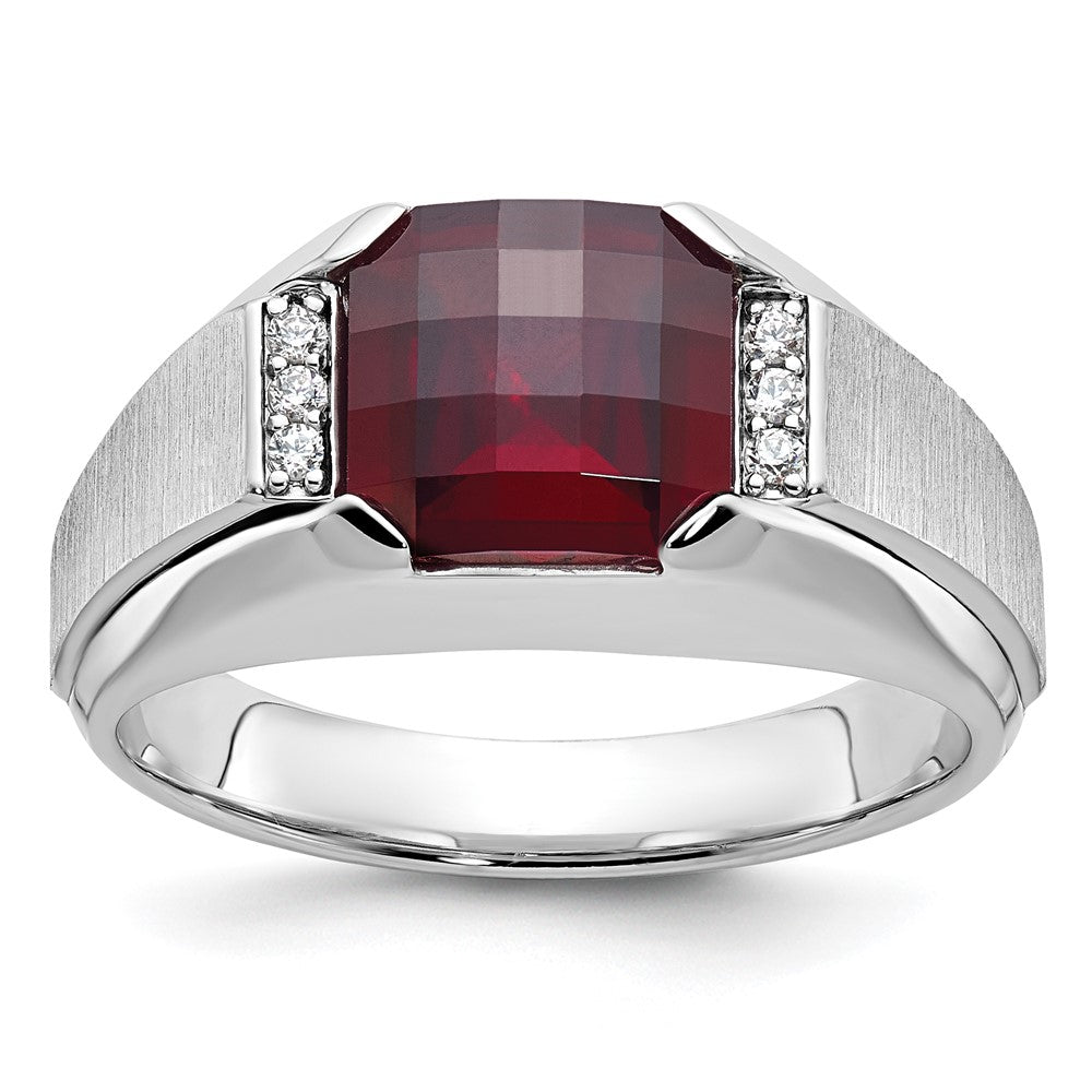14k White Gold IBGoodman Men's Gemstone and Diamond Ring Mounting