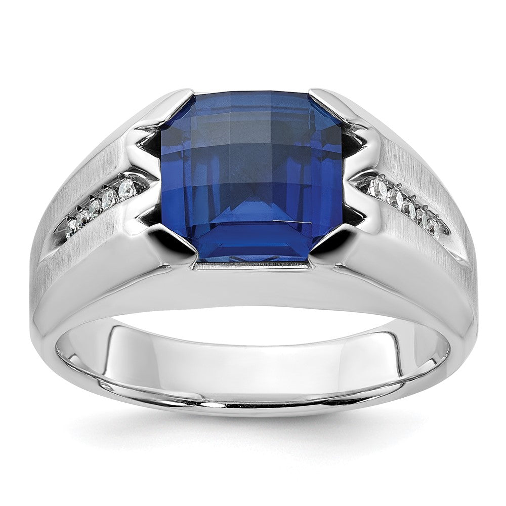 14k White Gold IBGoodman Men's Gemstone and Diamond Ring Mounting
