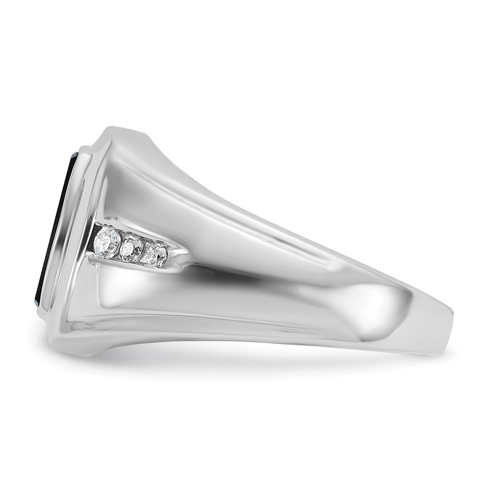 14k White Gold IBGoodman Men's Onyx and Diamond Complete Ring