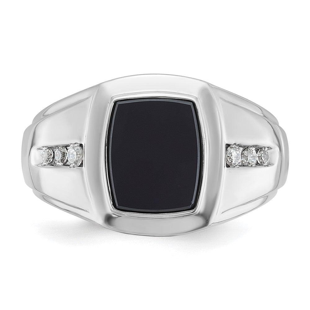 14k White Gold IBGoodman Men's Onyx and Diamond Complete Ring
