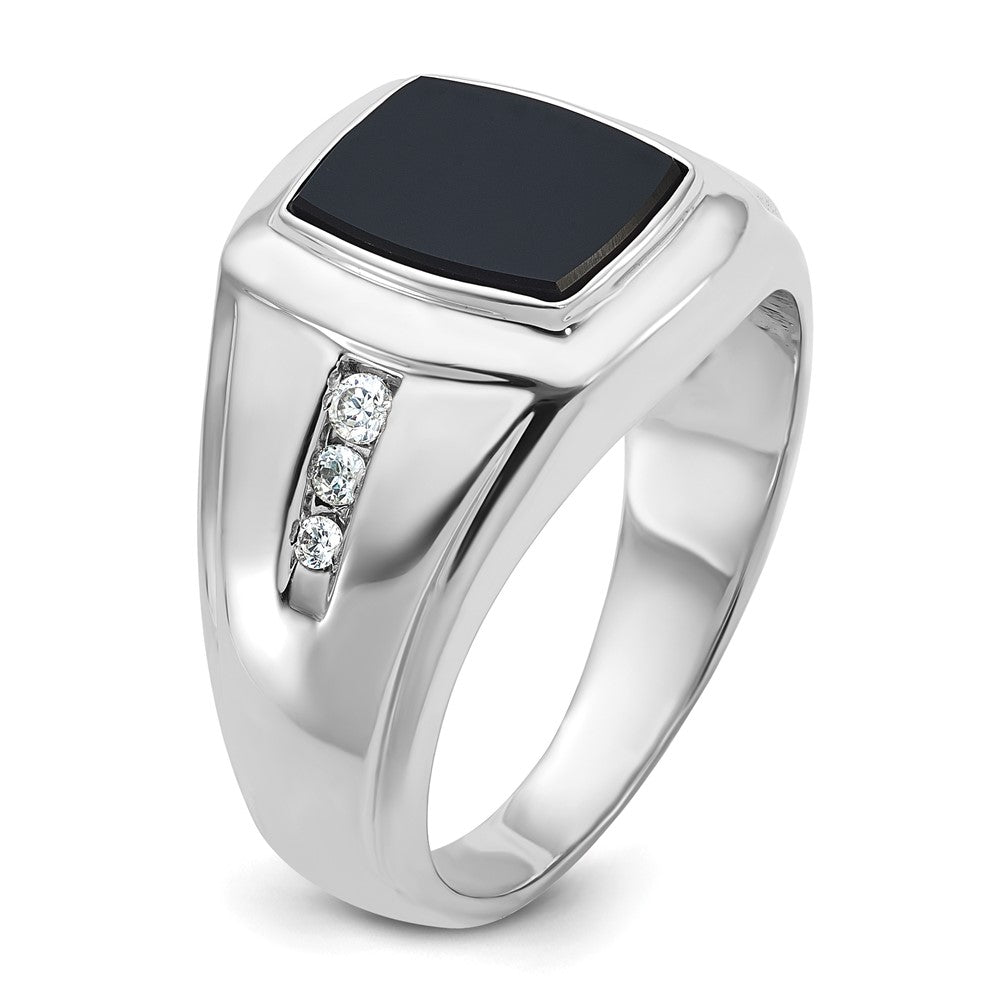 14k White Gold IBGoodman Men's Onyx and Diamond Complete Ring