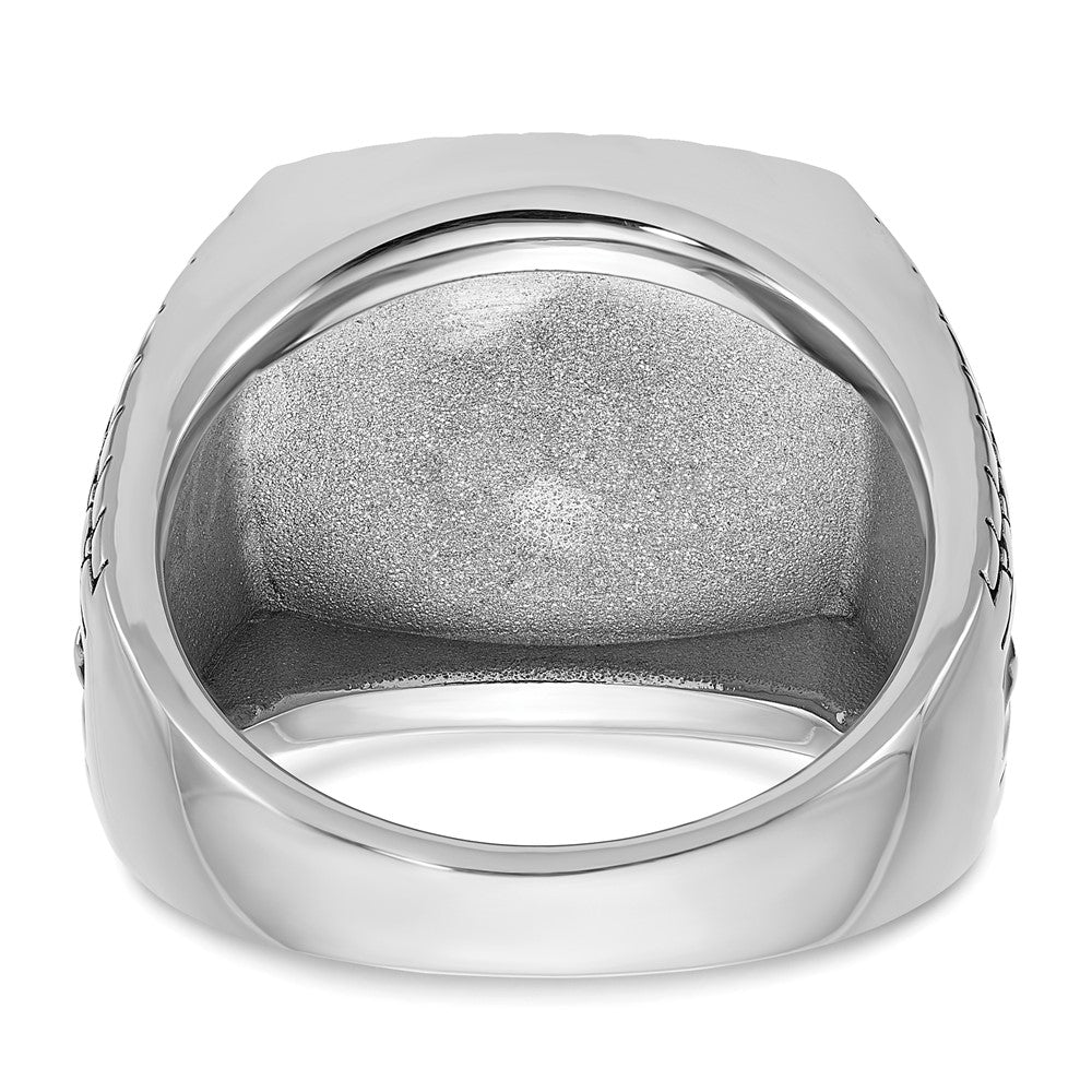 14k White Gold IBGoodman Men's Antiqued Onyx and Diamond Complete Ring