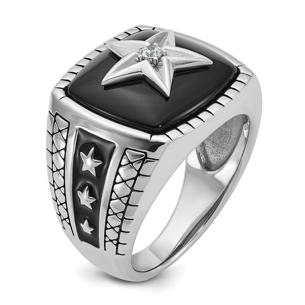 14k White Gold IBGoodman Men's Onyx and Diamond Ring Mounting