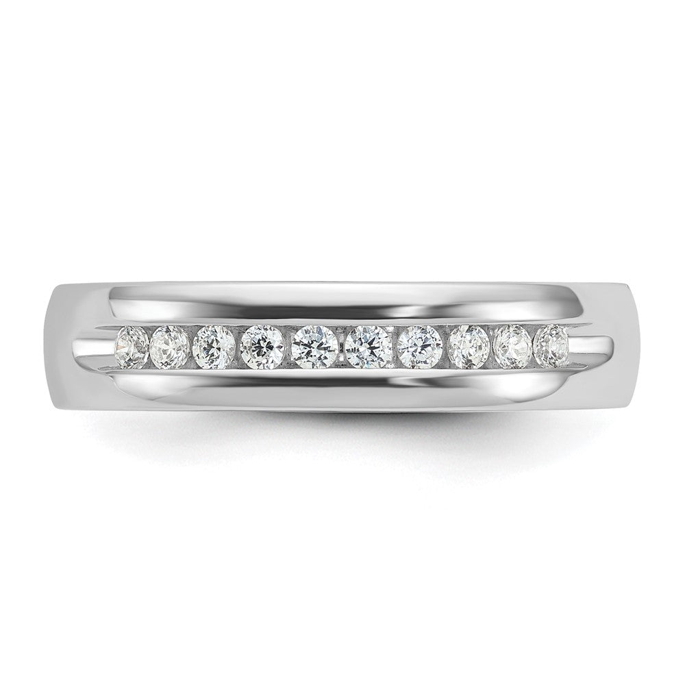 14kw IBGoodman Men's Polished & Grooved 10-Stone Dia Ring