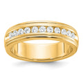 10k IBGoodman Men's Polished and Milgrain 11-Stone Diamond Ring