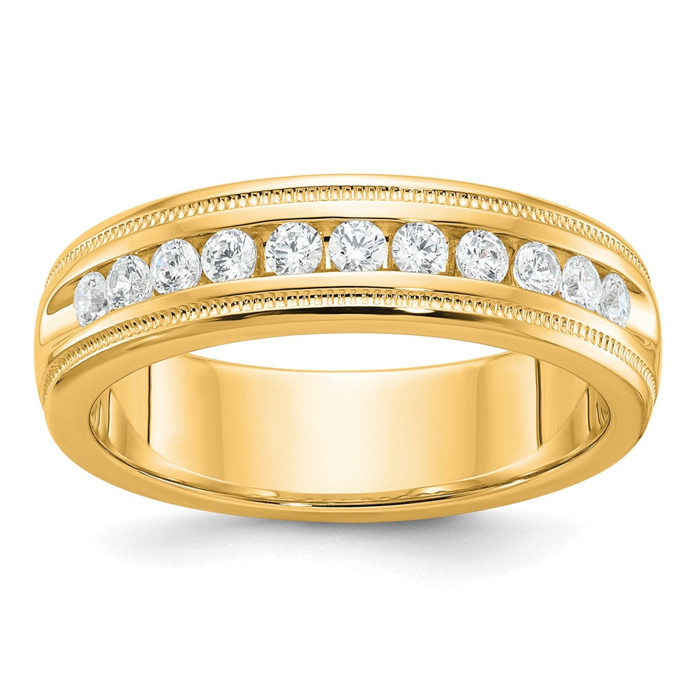 10k IBGoodman Men's Polished and Milgrain 11-Stone Diamond Ring