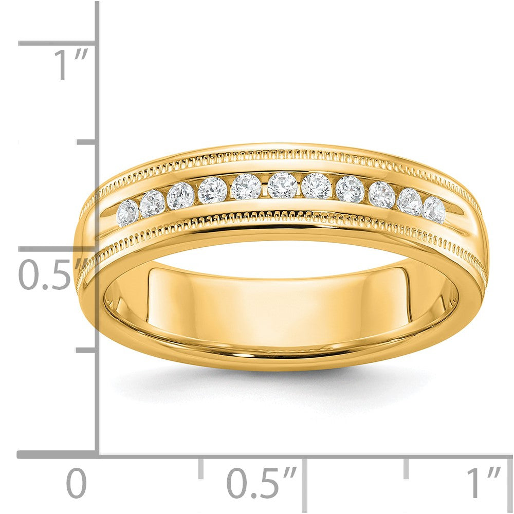 10k IBGoodman Men's Polished and Milgrain 11-Stone Diamond Ring