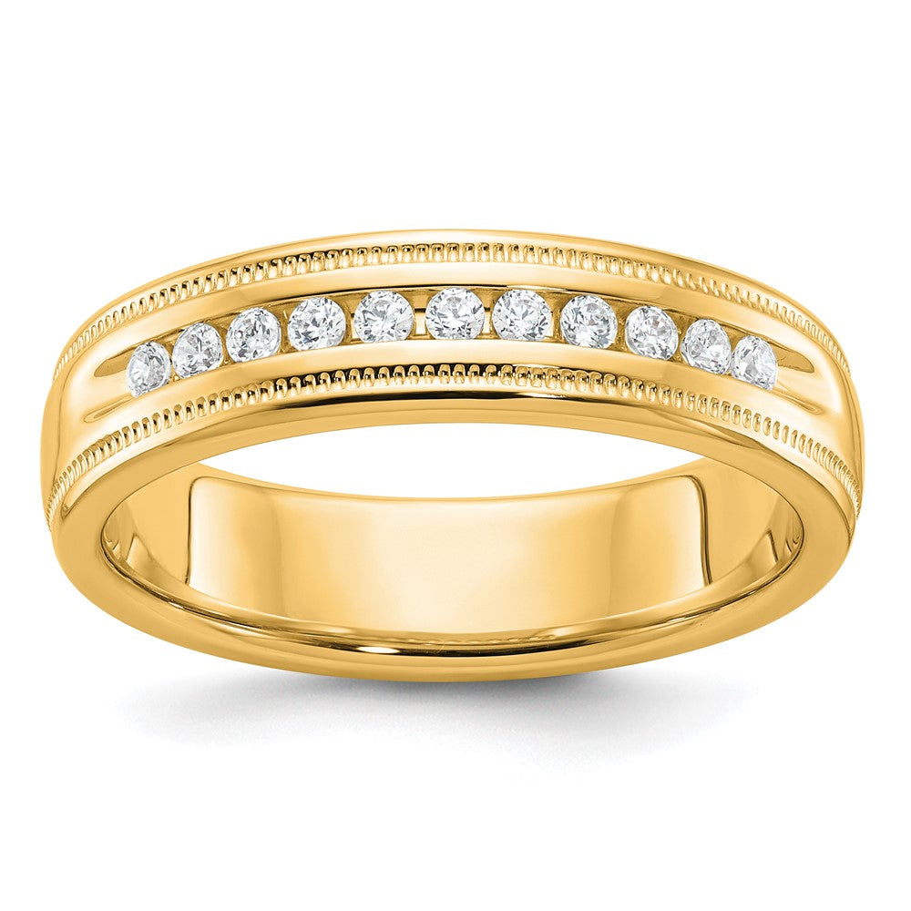 10k IBGoodman Men's Polished and Milgrain 11-Stone Diamond Ring