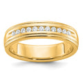 10k IBGoodman Men's Polished and Milgrain 11-Stone Diamond Ring