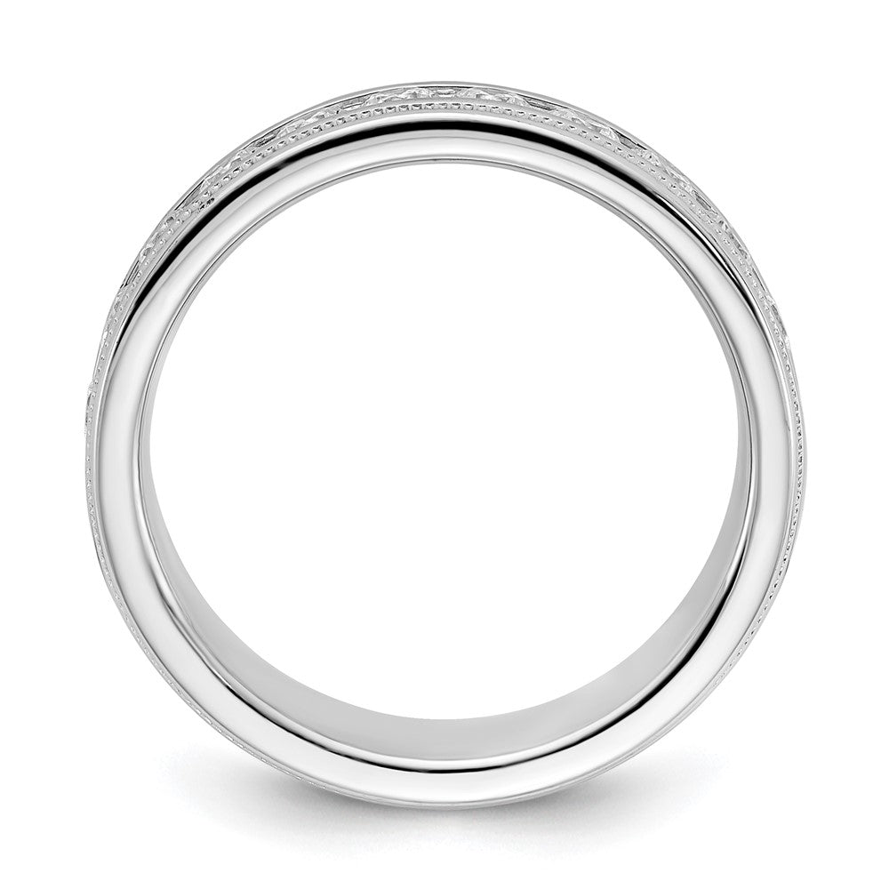 14k White Gold Polished/Miligrain 11 Stone Men's Ring Mounting