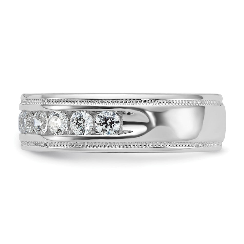 14kw IBGoodman Men's Polished and Milgrain 11-Stone Diamond Ring