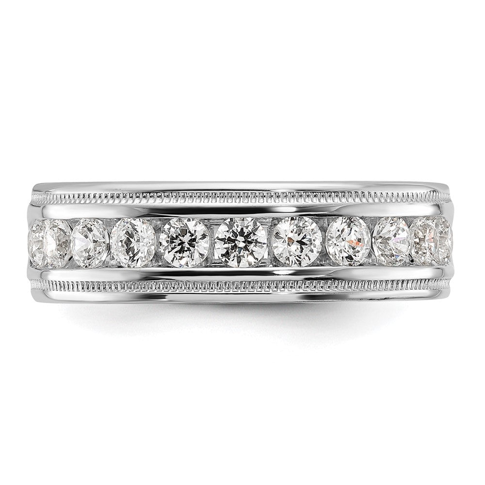 14kw IBGoodman Men's Polished and Milgrain 11-Stone Diamond Ring