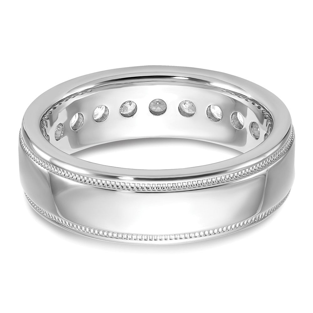 14kw IBGoodman Men's Polished and Milgrain 11-Stone Diamond Ring
