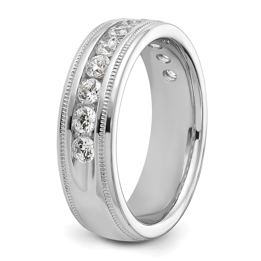 14k White Gold Polished/Miligrain 11 Stone Men's Ring Mounting