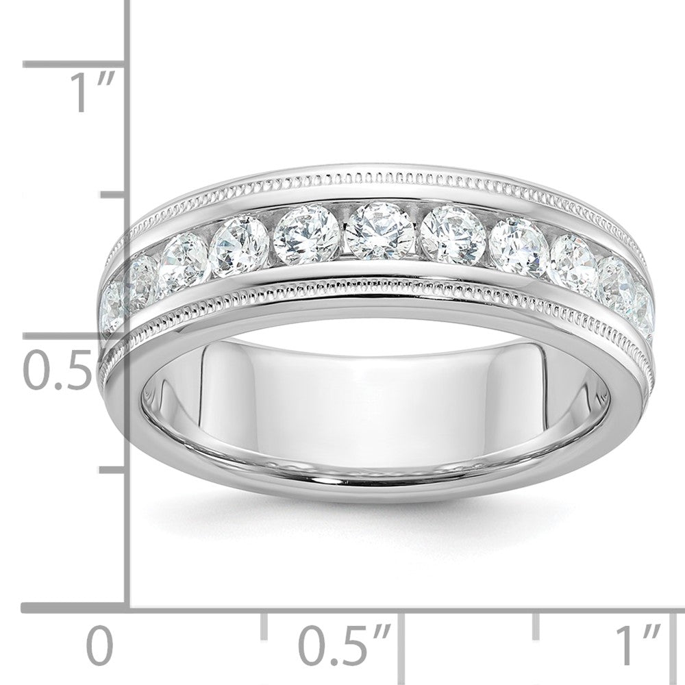 14k White Gold Polished/Miligrain 11 Stone Men's Ring Mounting