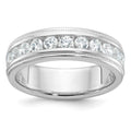 14k White Gold Polished/Miligrain 11 Stone Men's Ring Mounting