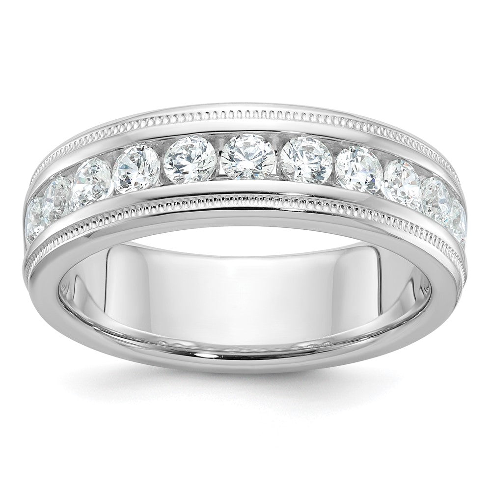 14k White Gold Polished/Miligrain 11 Stone Men's Ring Mounting