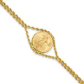 14k Polished Double Rope 1/10oz Mounted AM Eagle Coin Bezel Bracelet