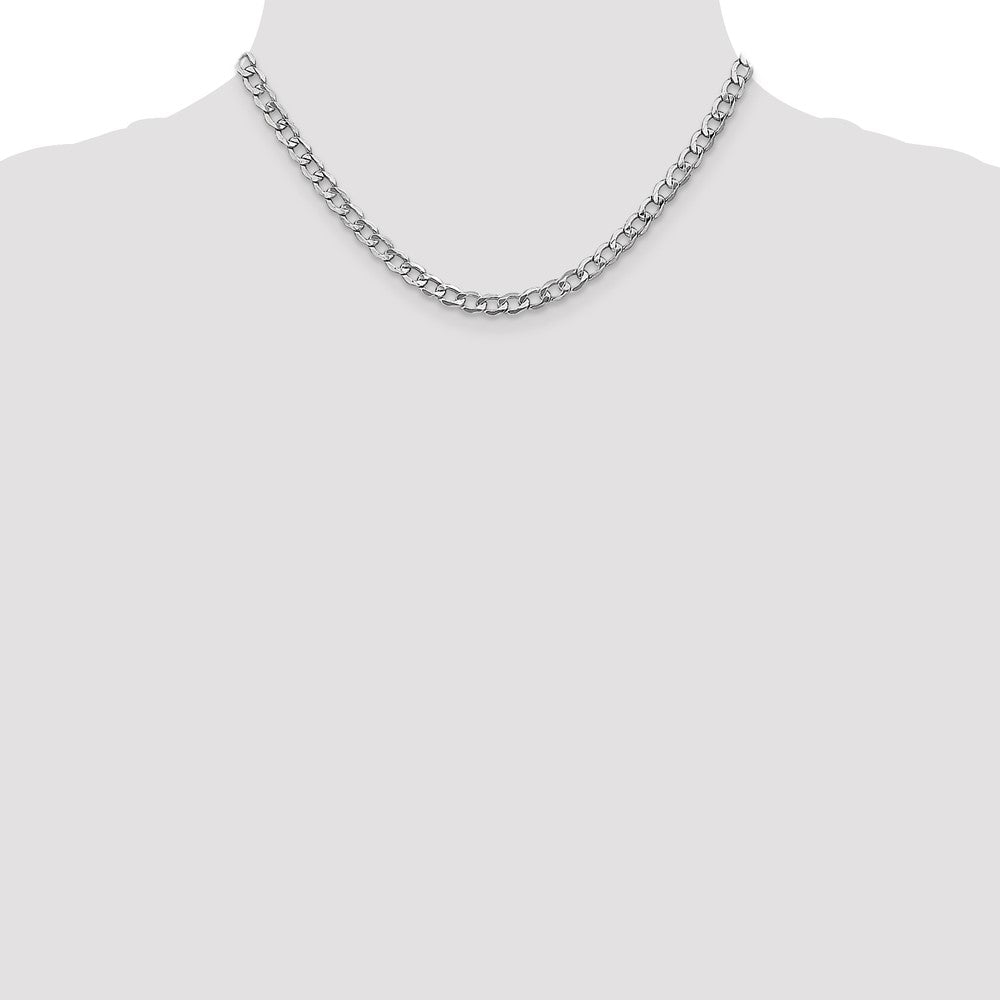 14k White Gold 5.25mm Semi-Solid Curb Chain