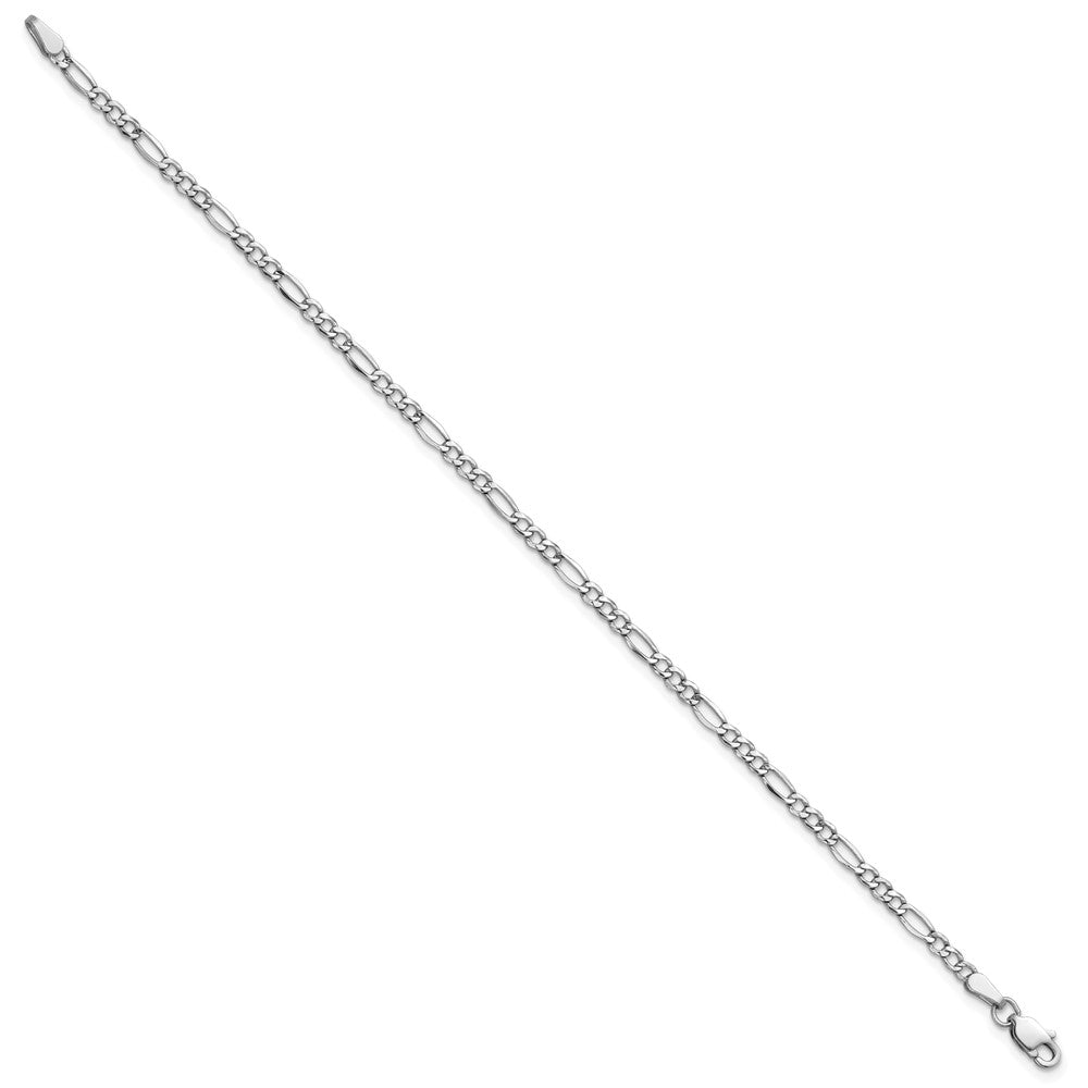14k White Gold 2.5mm Semi-Solid Figaro Chain