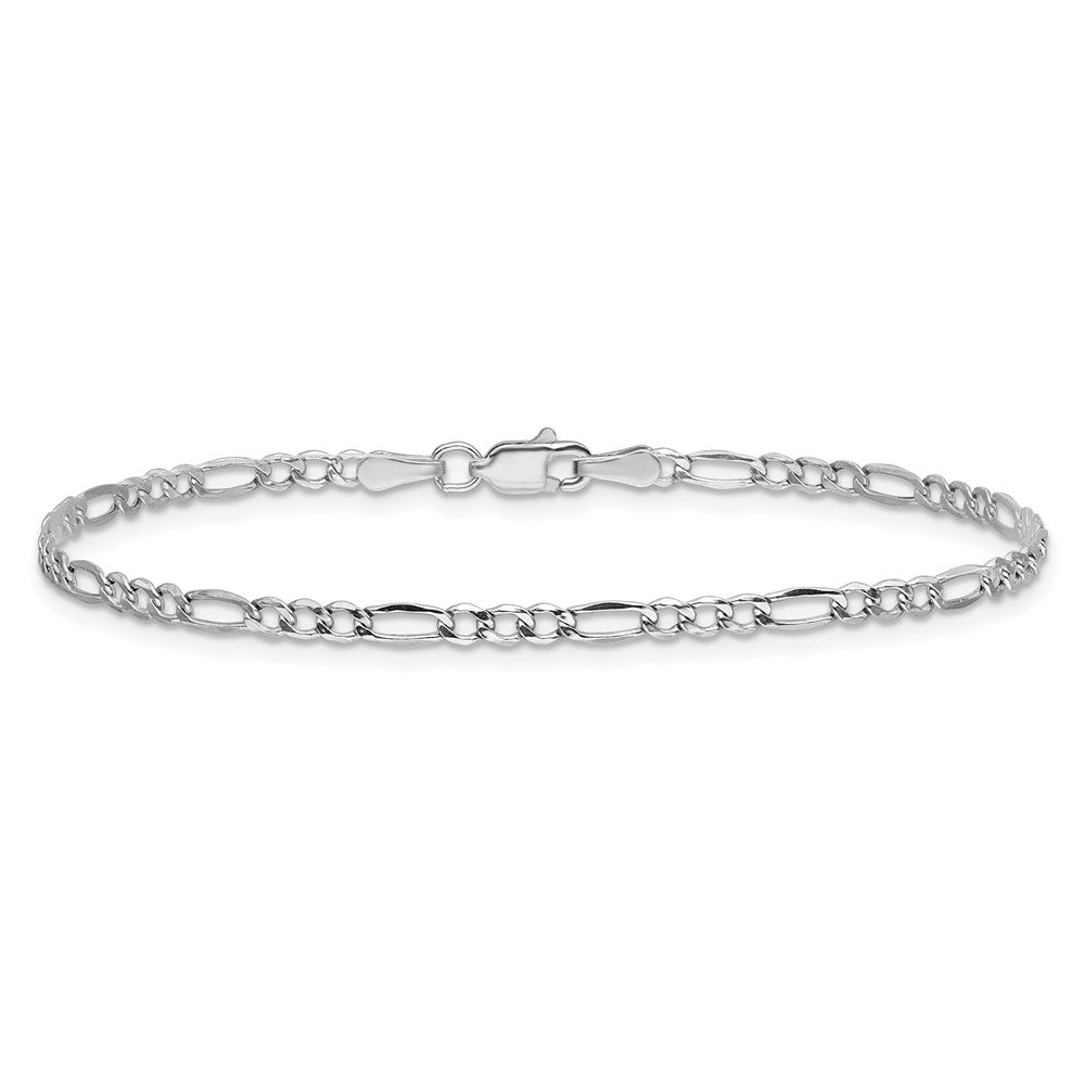 14k White Gold 2.5mm Semi-Solid Figaro Chain