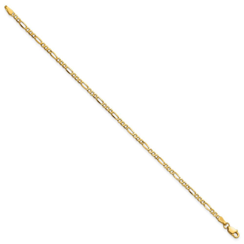 14k 2.5mm Semi-Solid Figaro Chain