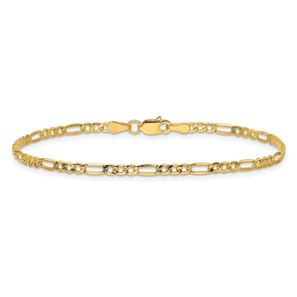 14k 2.5mm Semi-Solid Figaro Chain