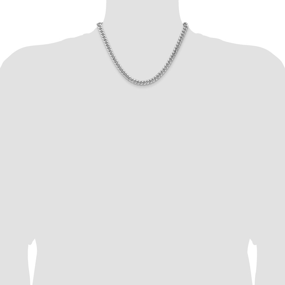 14k White Gold 7.3mm Semi-Solid Miami Cuban Chain
