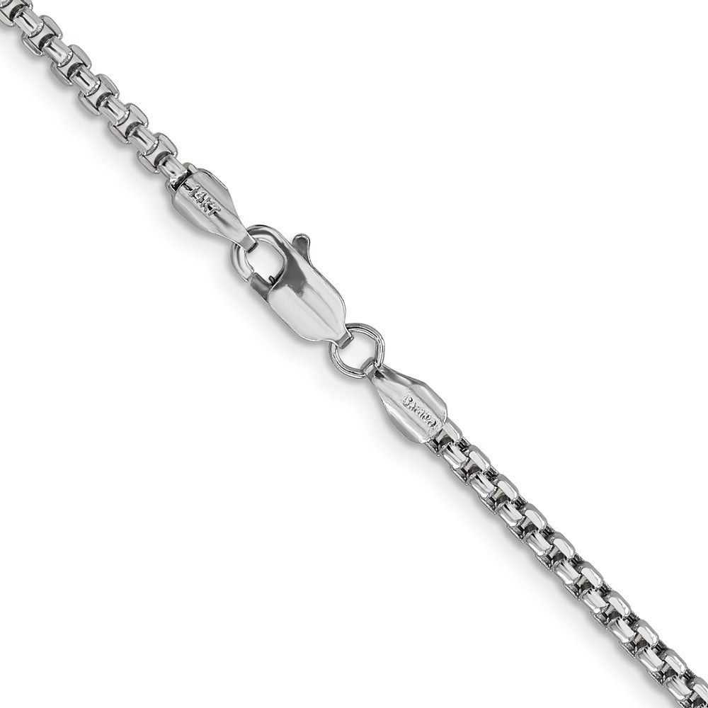 14k White Gold 2.45mm Semi-Solid Round Box Chain