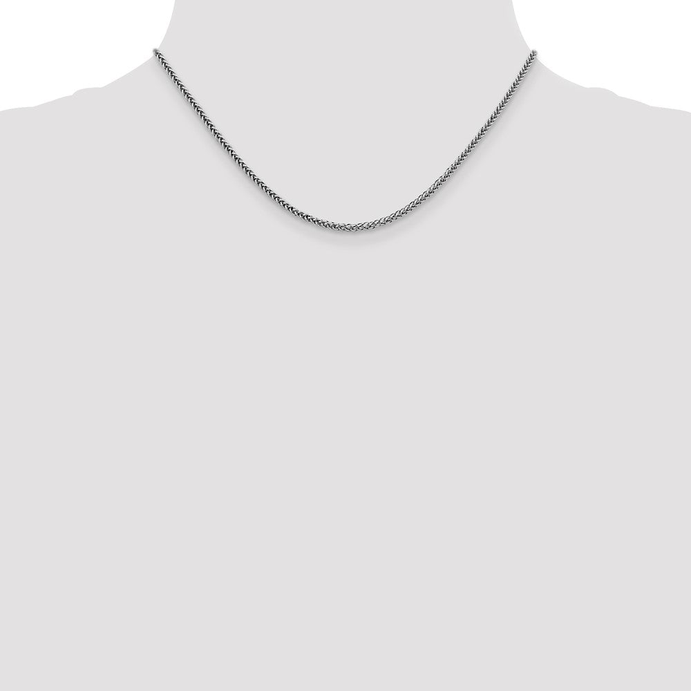 14k White Gold 2.35mm Semi-solid 3-Wire Wheat Chain