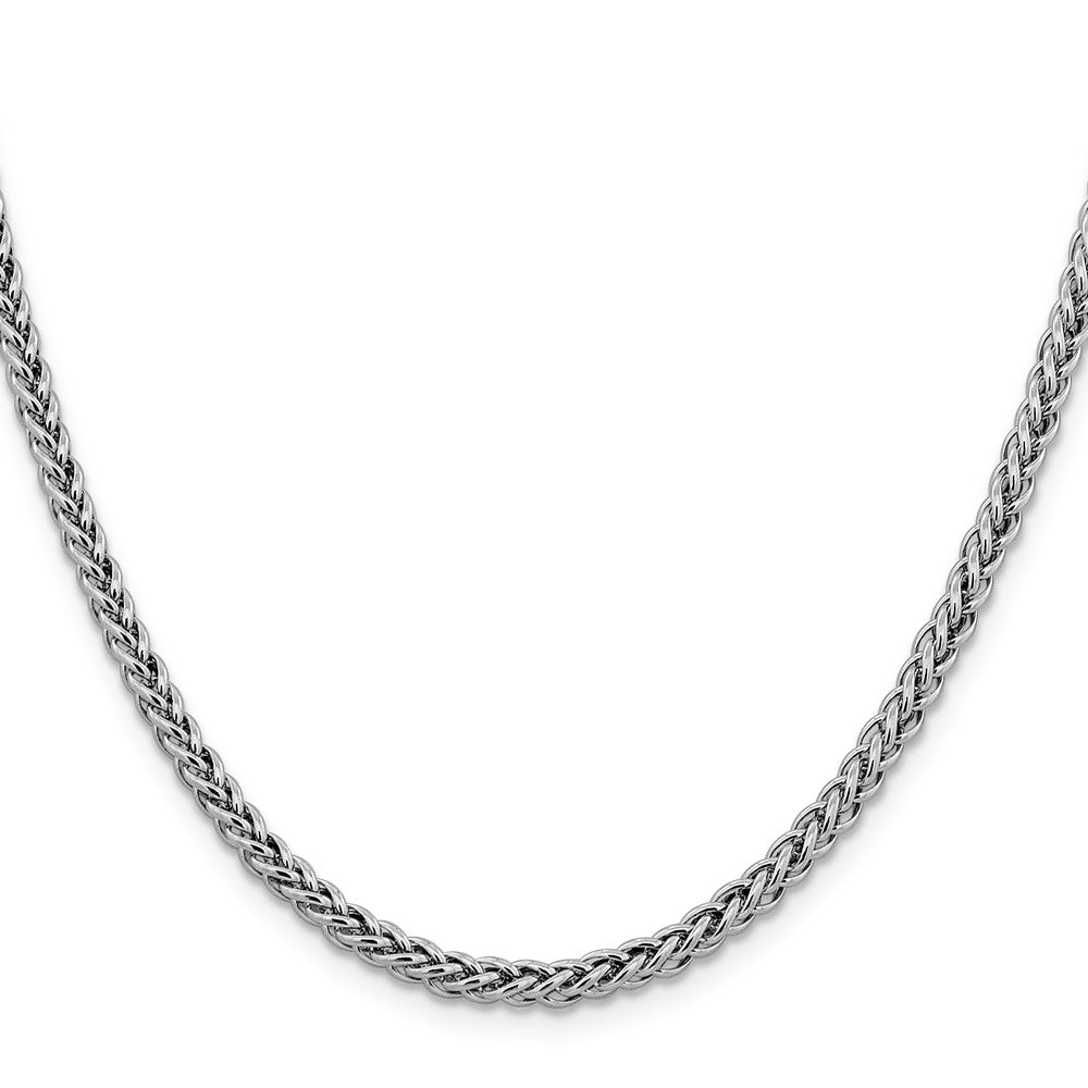 14k White Gold 3.5mm Semi-solid 3-Wire Wheat Chain