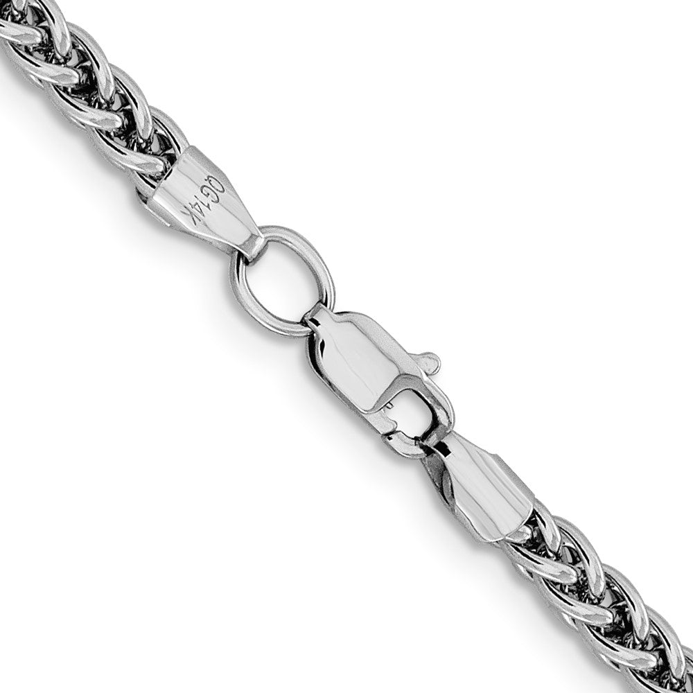 14k White Gold 3.5mm Semi-solid 3-Wire Wheat Chain