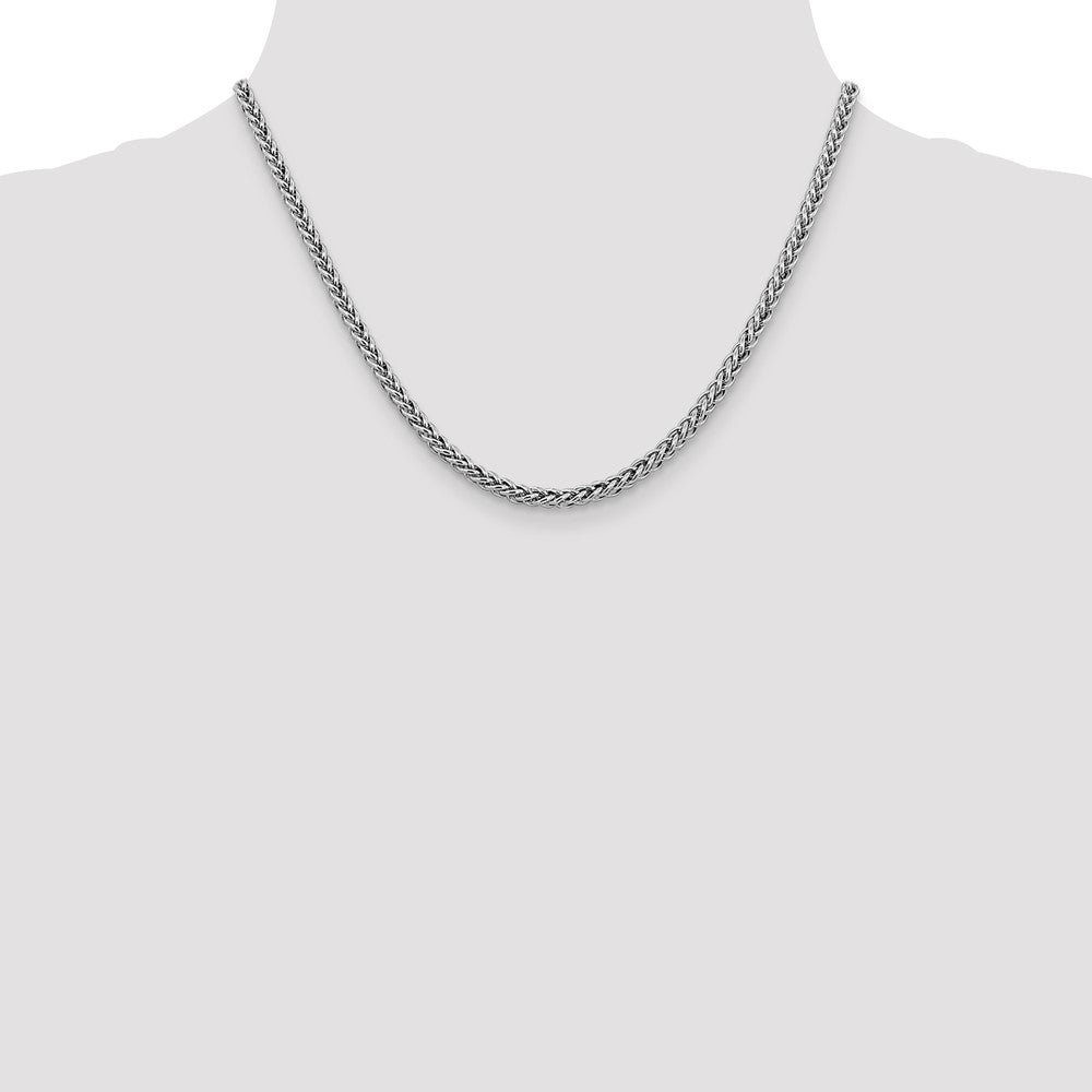 14k White Gold 3.5mm Semi-solid 3-Wire Wheat Chain
