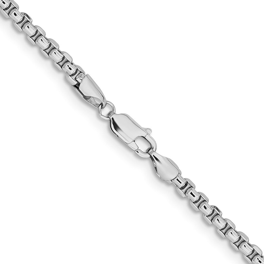 14k White Gold 3.6mm Semi-Solid Round Box Chain