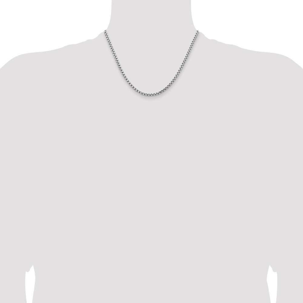14k White Gold 3.6mm Semi-Solid Round Box Chain