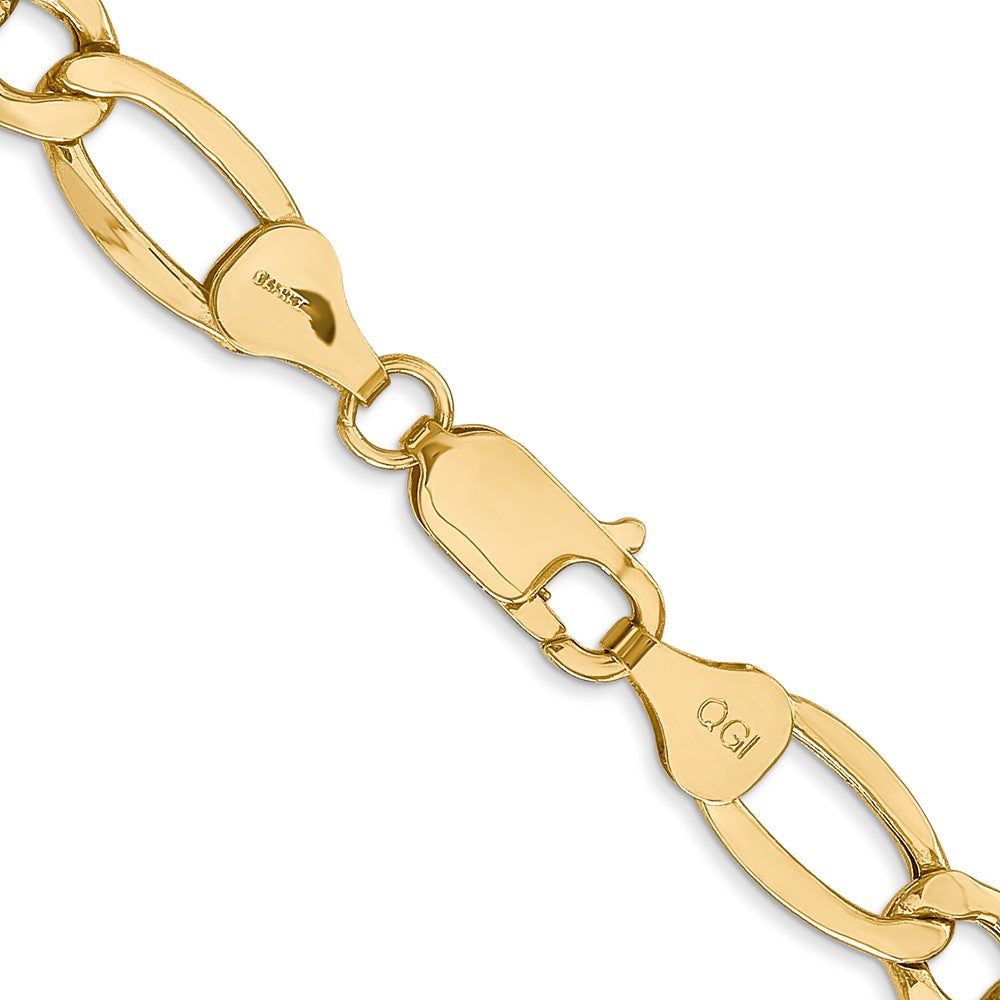 14k 7.3mm Semi-Solid Figaro Chain