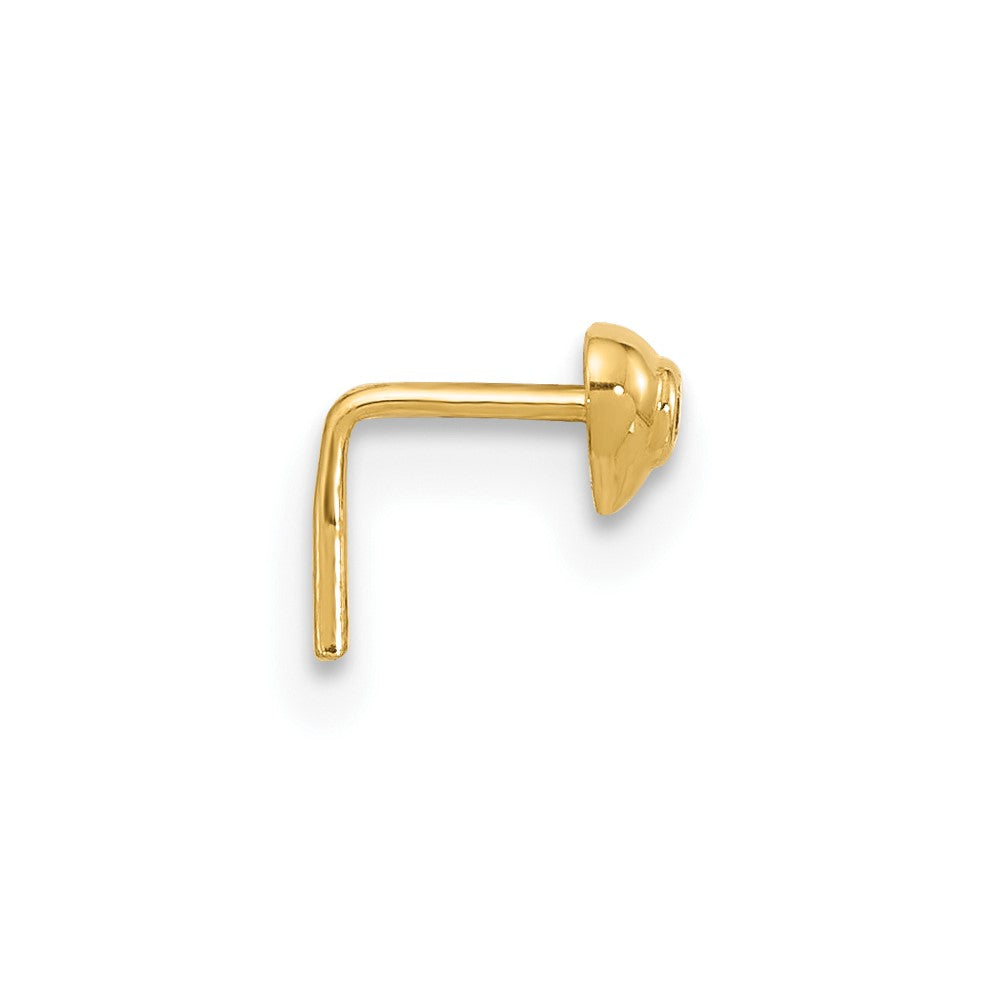 14k 22 Gauge CZ Heart Nose Stud