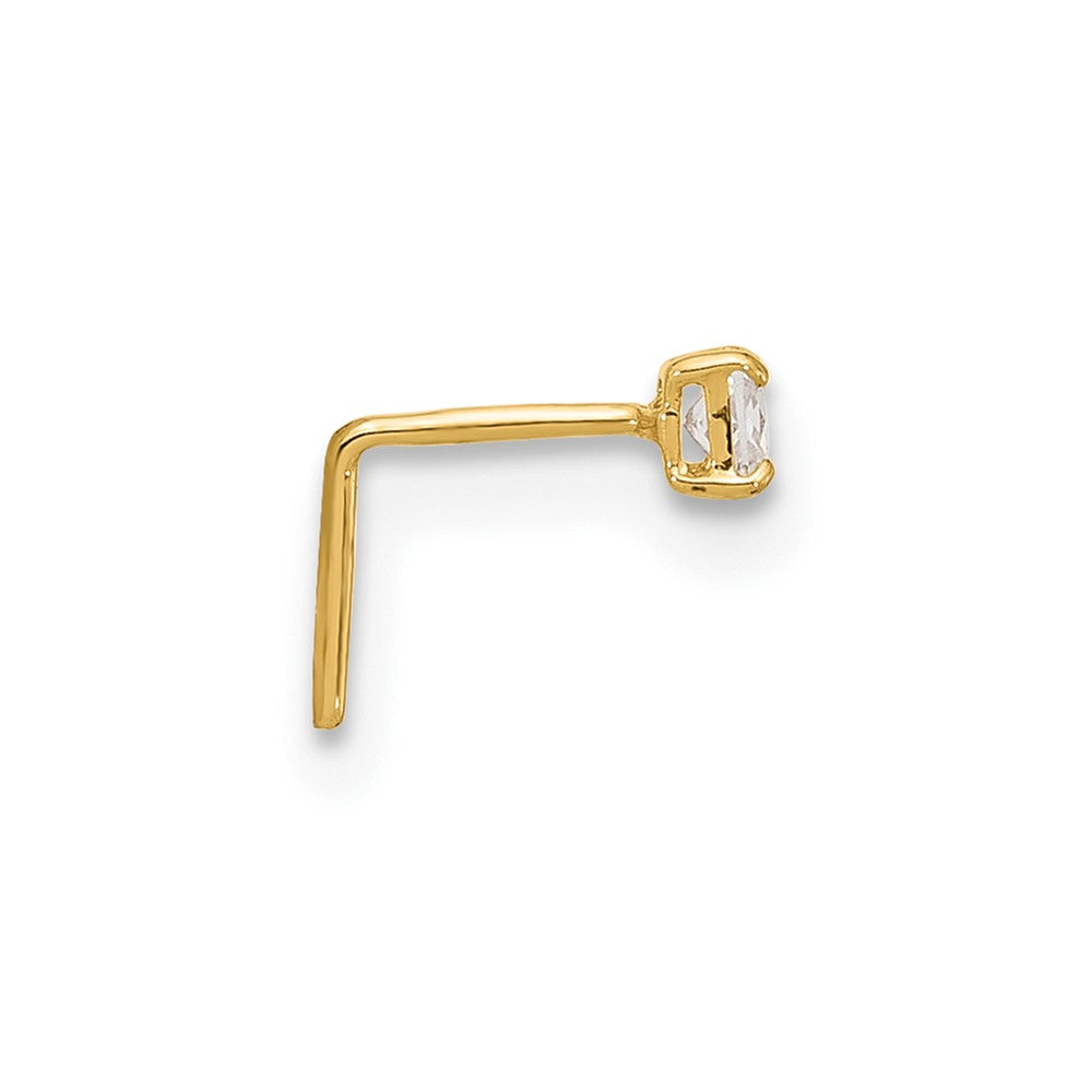 14k 22 Gauge 2.5mm Square CZ Nose Stud