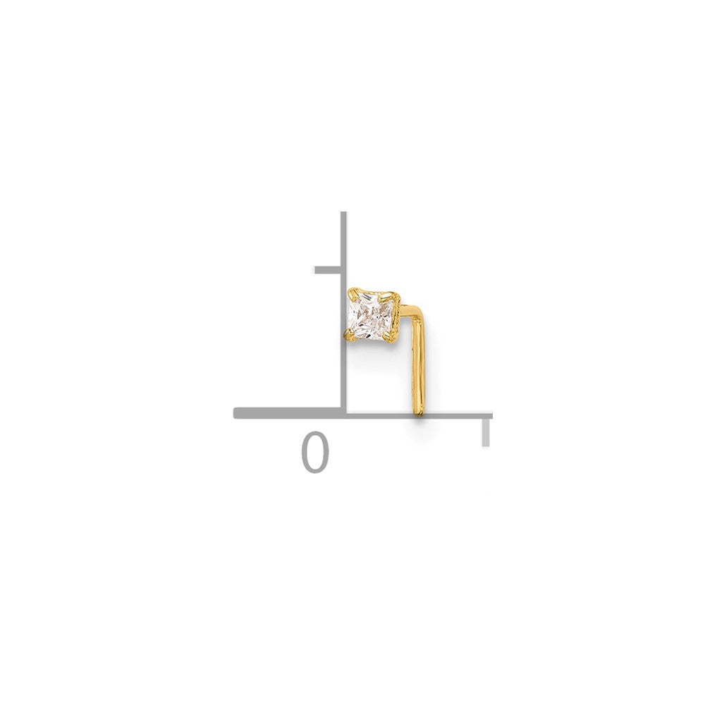 14k 22 Gauge 2.5mm Square CZ Nose Stud