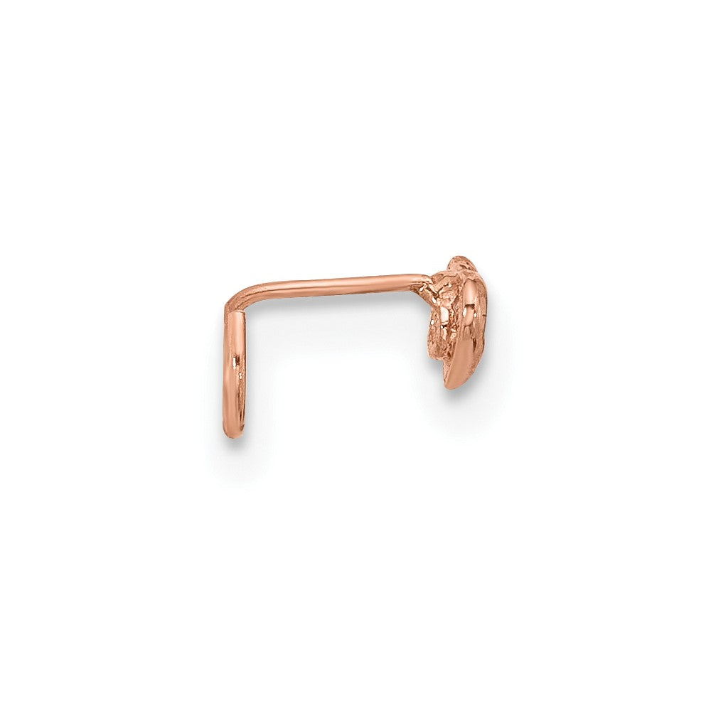 14K Rose Gold 23 Gauge CZ Heart Nose Post