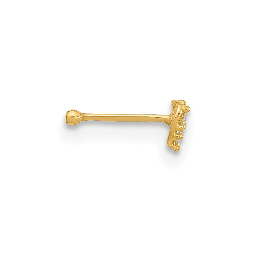 14K 23 Gauge CZ Heart Nose Post